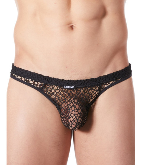 String noir sexy filet irrégulier fétichiste - LM810-57BLK